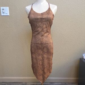 Brown Snake Print Women's Dress